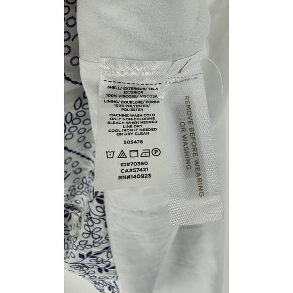 Loft Floral Cutout Back Mini Dress Square Neck Womens 12 New Blue White - Picture 10 of 14